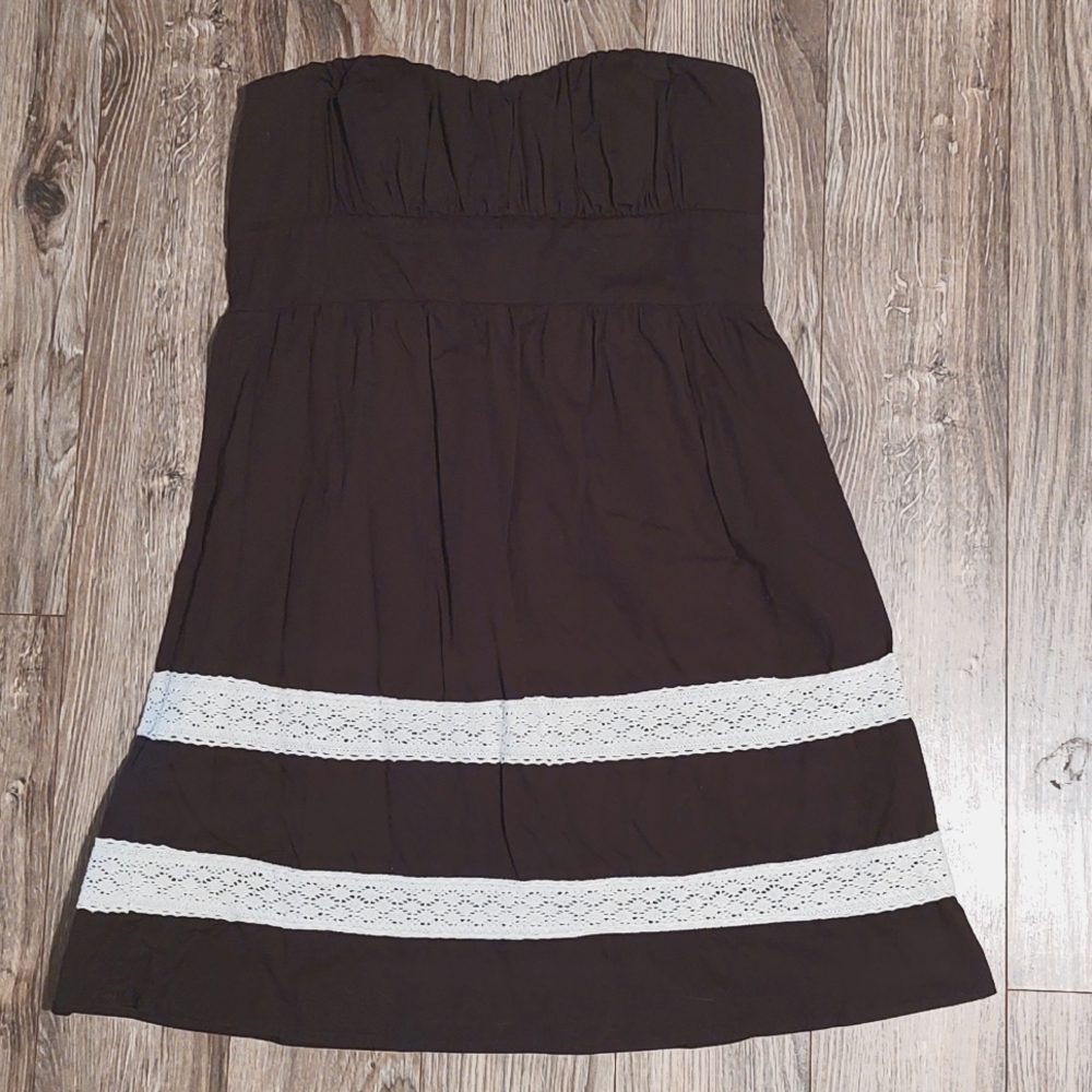 EUC brown halter A line mini dress